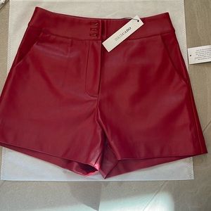 Dark Red Faux Leather Shorts